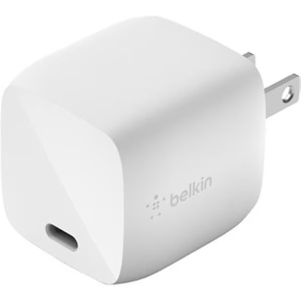 Belkin International BLKWCH001DQWH Dual USB-C PD GAN Wall Charger, Belkin, Mfr#: BLKWCH001DQWH